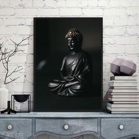 Imagem de Quadro Fotografia Buda Negro 45x34cm - com vidro