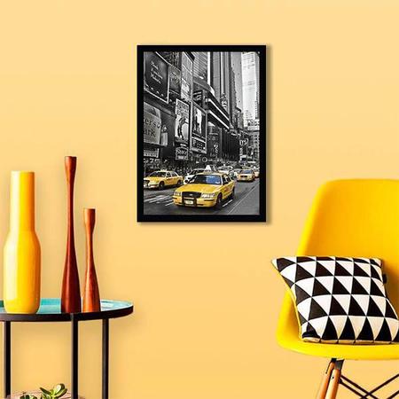 Imagem de Quadro Fotografia Táxi New York Amarelo 24x18cm - com vidro