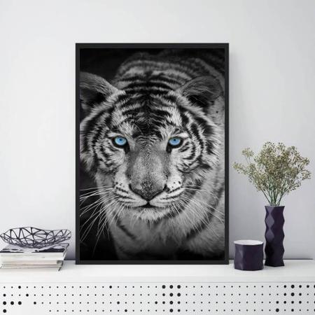 Imagem de Quadro Fotografia Tigre Olho Azul 33x24cm