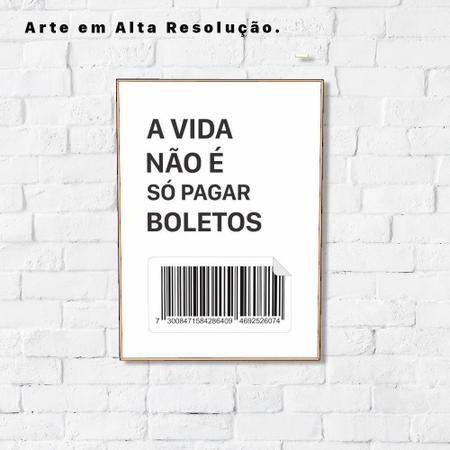 Imagem de Quadro Frase Divertida Pagar Boletos 60x43 Filete Marfim Moldura Filete, Marfim