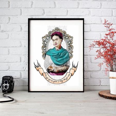 Imagem de Quadro Frida Kahlo Old Style 60X48Cm