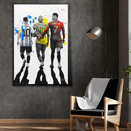 Quadro neymar messi cristiano ronaldo futebol decoracao