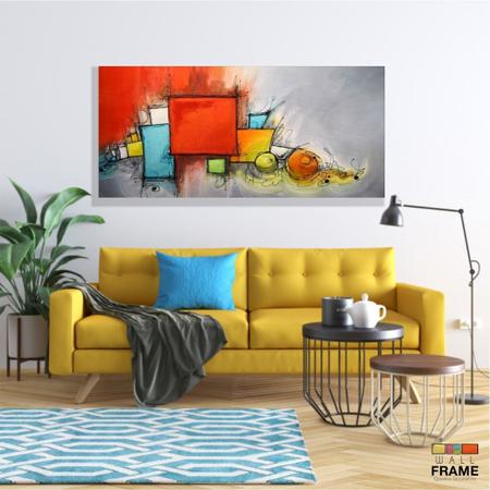 Imagem de Quadro Geometrico Pintura  em Tecido Canvas 130x60 cm