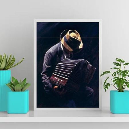 Imagem de Quadro Homem Tocando Acordeon 24x18cm - com vidro