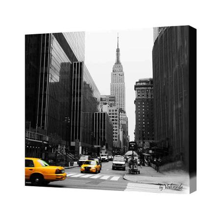 Imagem de Quadro Impressão Digital Nova York Preto e Branco 30x30cm Uniart