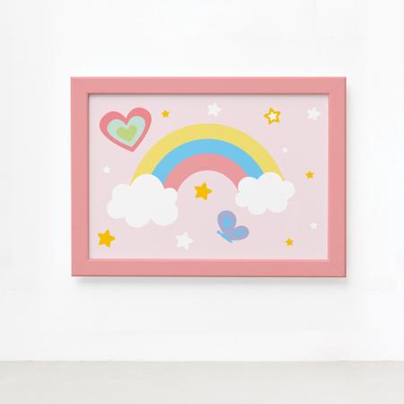 Imagem de Quadro Infantil Arco Íris 22x32 Moldura Rosa