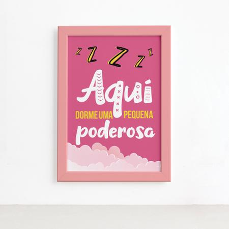 Imagem de Quadro Infantil Frase Menina Moldura Rosa 4un 22x32cm