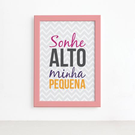 Imagem de Quadro Infantil Frase Menina Moldura Rosa 4un 22x32cm