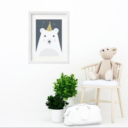 Imagem de Quadro Infantil Urso Branco E Cinza - 60X48Cm