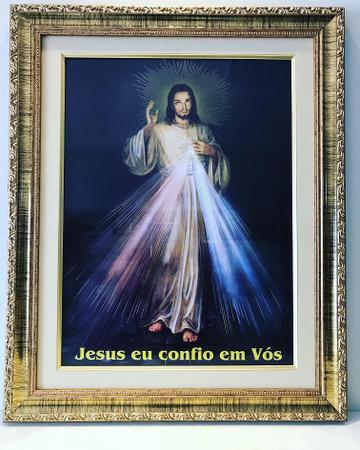Imagem de Quadro jesus misericordioso grande com vidro e moldura