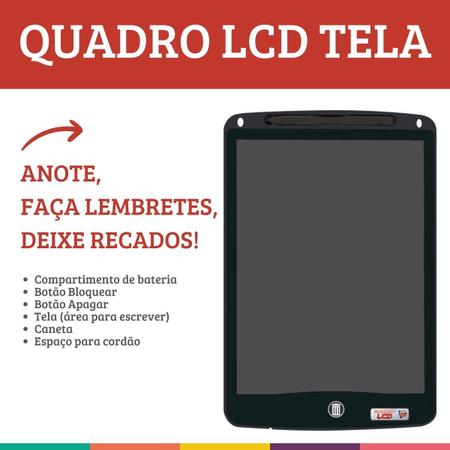 Imagem de Quadro Lcd Tela 27cm Lousa Mágica Recados Preto Dm Toys