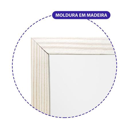 Imagem de Quadro losa lousa Branco branca 30x40cm Moldura De Madeira pinus para pendurar na parede ideal