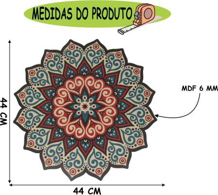 Imagem de Quadro Mandala Decorativo Parede Verde e Vermelho Mdf