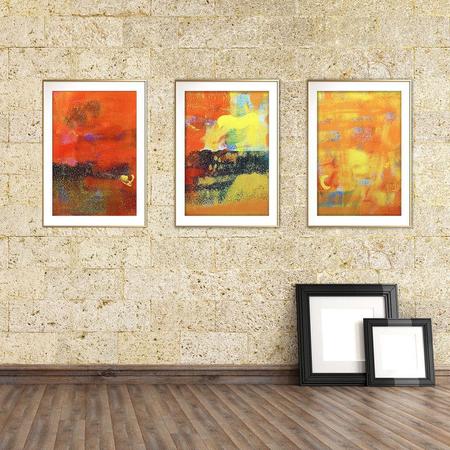 Imagem de Quadro mdf 80x140 dourado formas abstratas mod 50