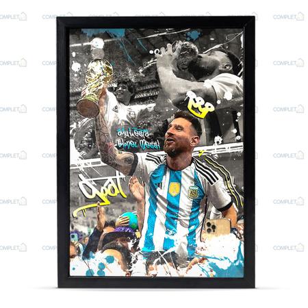 Imagem de Quadro Messi Goat Copa do mundo Moldura e Vidro