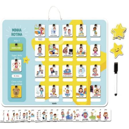 Quadro Educativo Infantil Minha Rotina Estrelinhas Babebi - Brinquedos  Educativos Pedagógicos de Madeira