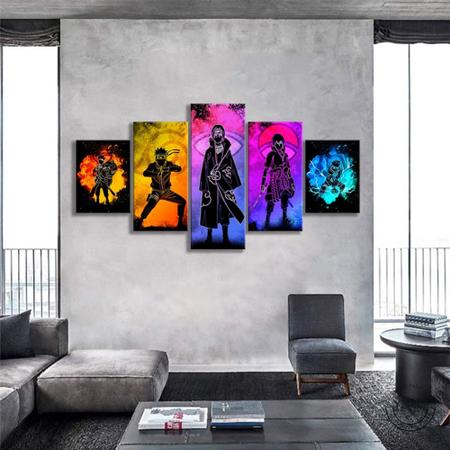 Quadro Mosaico 5 peças alma de personagens Naruto Painel Decorativo Decoração de Interiores - Neyrad Imagem de Quadro Mosaico 5 peças alma de personagens Naruto Painel Decorativo Decoração de Interiores