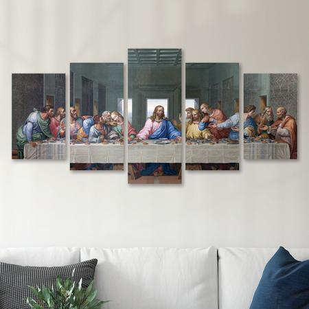 Imagem de Quadro Mosaico Decorativo Santa Ceia Efeito Pintura Deus Religioso