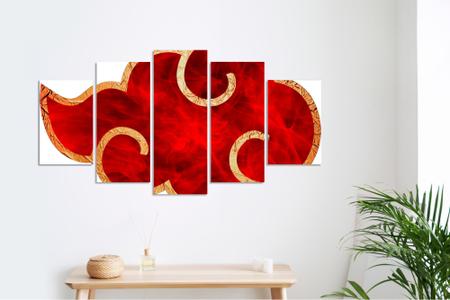 Quadro Naruto Akatsuki Nuvem Vermelha Mosaico 5 Peças 115x60cm