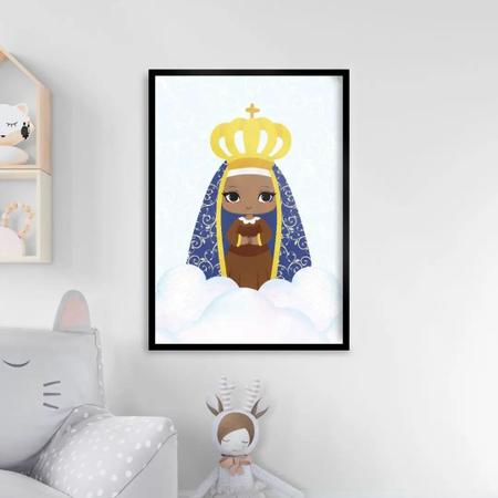 Imagem de Quadro Nossa Senhora Aparecida Baby Azul 33x24cm - com vidro