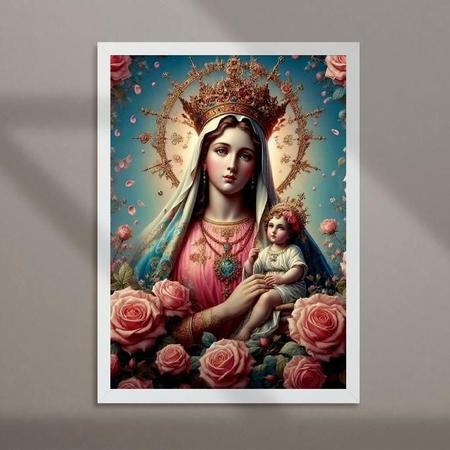 Imagem de Quadro Nossa Senhora Com Menino Jesus- Flores 33X24Cm