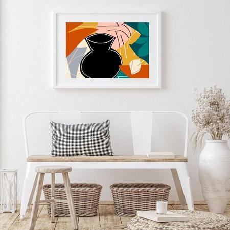 Imagem de Quadro Para Copa Abstrato Vaso Preto - 60X48Cm