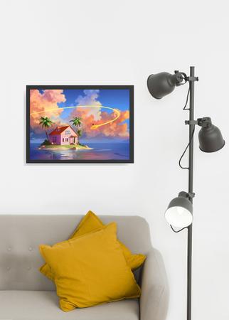 Quadro para Quarto Dragonball Casa do Kame 45x33 A3 - Tudo4Home Imagem de Quadro para Quarto Dragonball Casa do Kame 45x33 A3