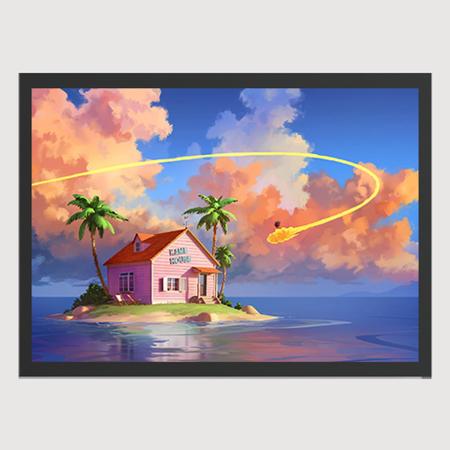 Quadro para Quarto Dragonball Casa do Kame 45x33 A3 - Tudo4Home Imagem de Quadro para Quarto Dragonball Casa do Kame 45x33 A3