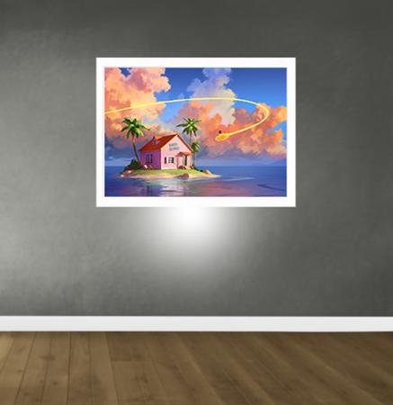 Quadro para Quarto Dragonball Casa do Kame 45x33 A3 - Tudo4Home Imagem de Quadro para Quarto Dragonball Casa do Kame 45x33 A3