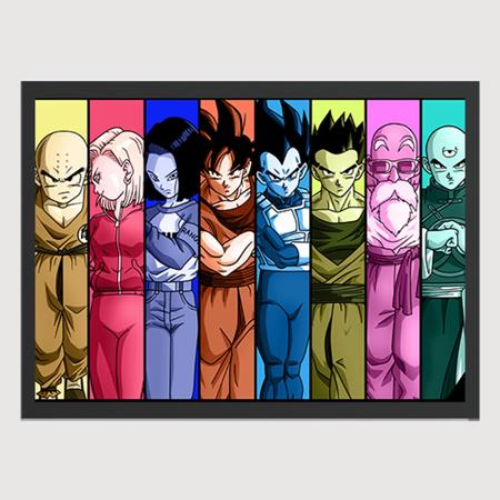 Kit 6 Quadros Dragon Ball Personagens com Moldura e Vidro