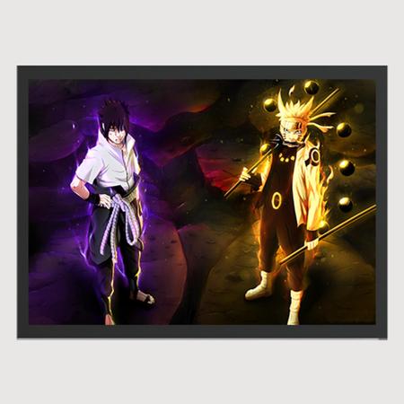 Quadro Decorativo Naruto e Sasuke Animes c/ Moldura e Vidro