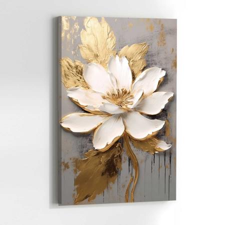 Imagem de Quadro para Sala Quarto Hall Flor Dourada Elegante Floral Parede Decorativo Grande 