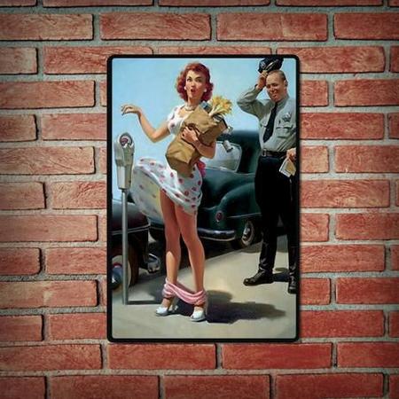 Imagem de Quadro Placa Decorativa Retro - Pin Up Parquimetro