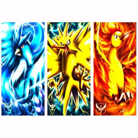 Quadro Pokemon Articuno Zapdos Moltres Decorativo - Quadros Mais
