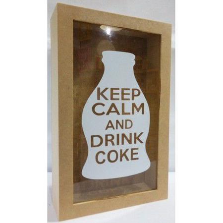 Imagem de Quadro Porta Tampinhas 32x22 Keep Calm And Drink Coke - MDF CRU