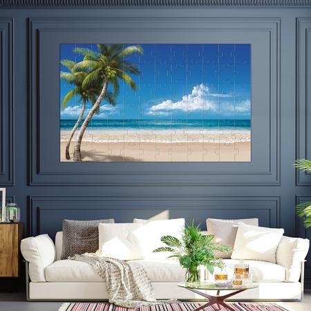 Quadro Quebra-Cabeça - Praia - 90 x 148cm - 48 Peças