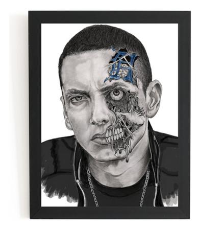 Imagem de Quadro Rap Hip Hop Eminem Arte Zumbi Moldura 42x29cm