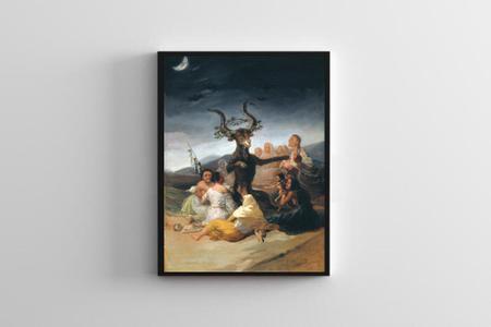 Imagem de Quadro Reprodução de Sabá das Bruxas El Aquelarre (Witches' Sabbath) de Francisco de Goya com Moldura Tamanho A3