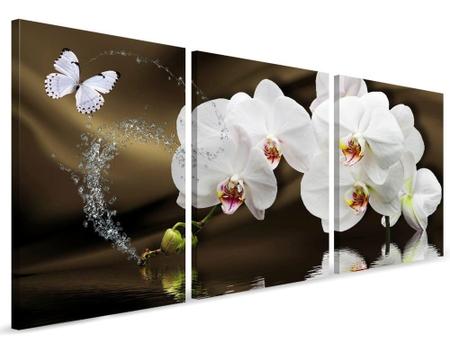Quadro Sala Decorativo 120x60 Flores Orquídea Branca Mosaico - NEYRAD Imagem de Quadro Sala Decorativo 120x60 Flores Orquídea Branca Mosaico
