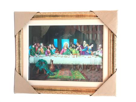 Imagem de Quadro Santa Ceia Clássico Com Vidro E Moldura 52cm x 42cm