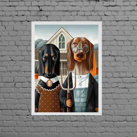 Imagem de Quadro Senhor E Senhora Dachshund 24x18cm - com vidro