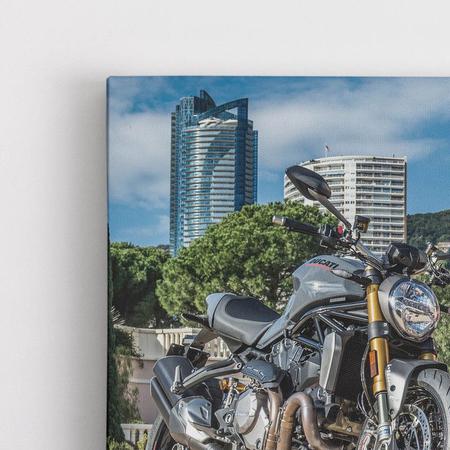 Quadro Tela Canvas Motos Corrida Preto Sport 75x50cm - Deliquadros