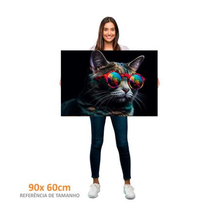 Quadro Decorativo moderno Pintura engraçada de um gato cinza - TenStickers