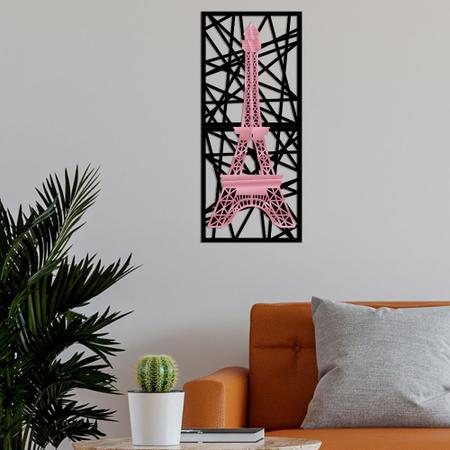 Imagem de Quadro Torre Eiffel Abstrato com Detalhe em Acrílico Rose Premium MDF 100x50cm