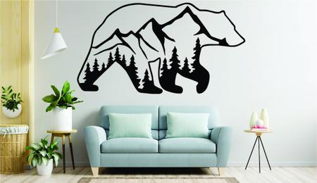 Imagem de Quadro Urso Nas Montanhas 41x23 Decorativo Vazado MDF 3mm