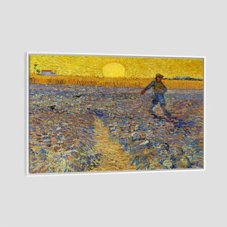 Imagem de Quadro Van Gogh Semeador E O Sol Brilhante Tela Moldura Branca 45X30Cm