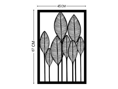 Imagem de Quadro Vazado Folhas Decorativo Mdf Escultura De Parede 67x45