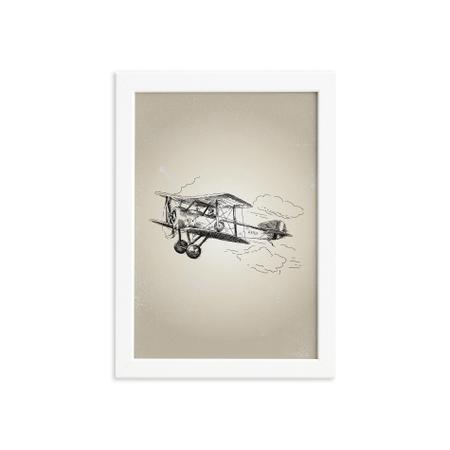 Imagem de Quadro Vintage Moldura Branca Avião 22x32cm