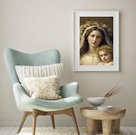 Imagem de Quadro Virgem Maria Com Menino Jesus - 60X48Cm