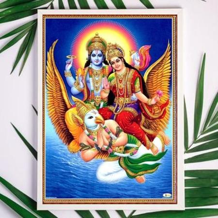 Imagem de Quadro Vishnu e Lakshmi 24x18cm - Madeira Preta